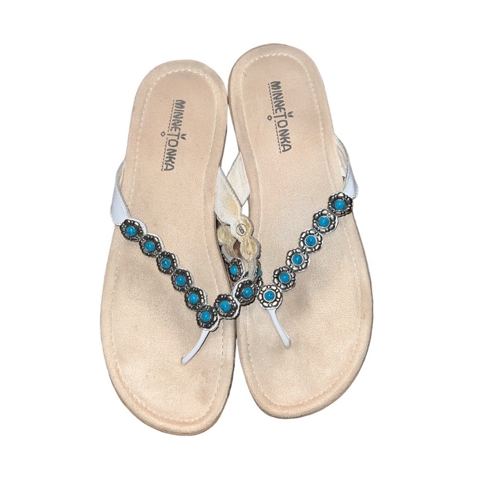 MINNETONKA Turquoise embellished Sandals SZ 9 - Picture 1 of 3